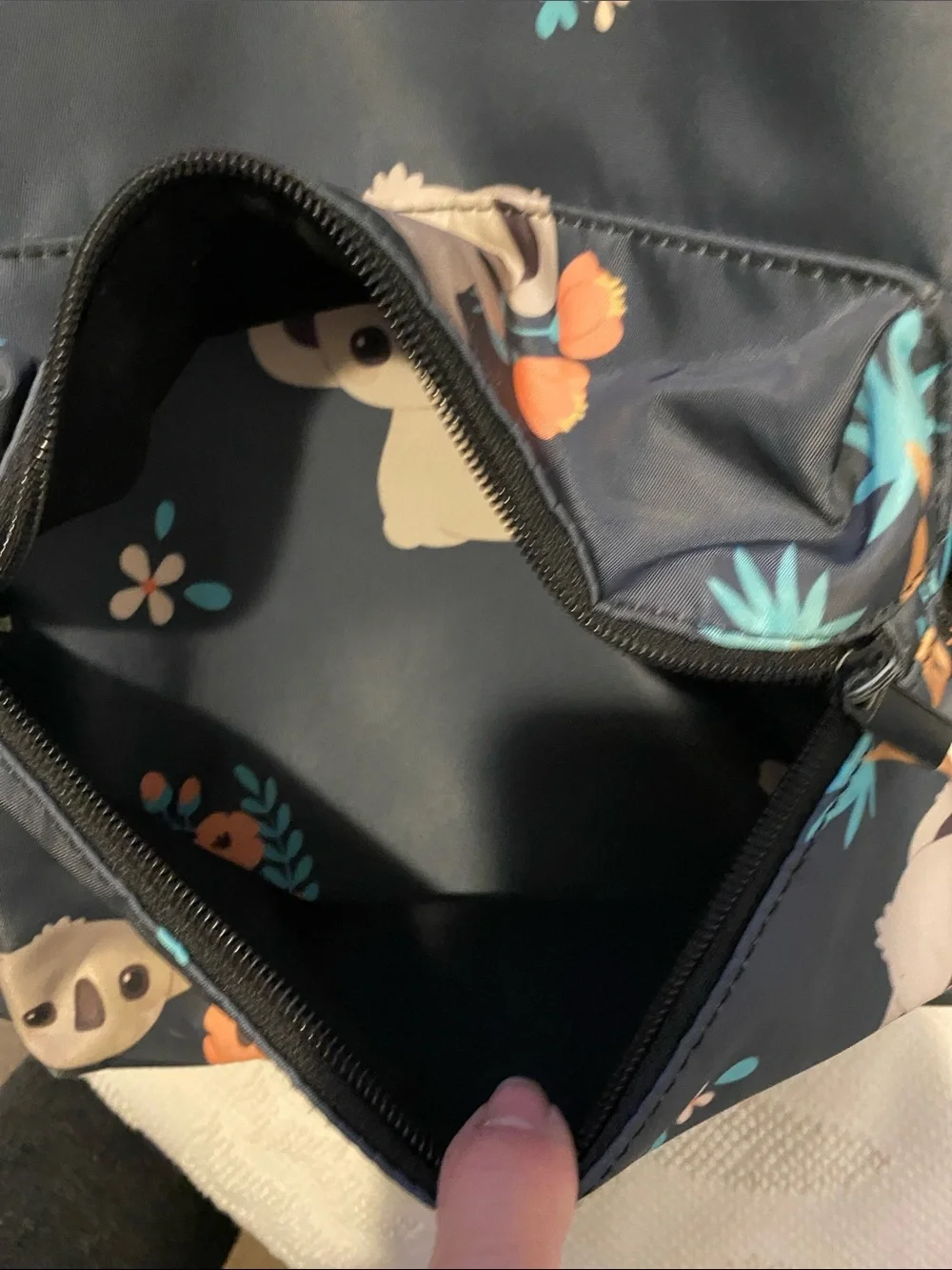 Kids Koala Print Backpack & Lunch Bag Set - Navy with Coral Accents